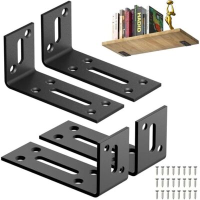 SANS MARQUE Lot De 4 Supports Métalliques Noirs - Supports En L Pour Tables Et Bibliothèques, Fixations De Liaison De Meubles Résistantes À La Corrosion - Publicité SANS MARQUE Lot De 4 Supports Métalliques Noirs - Supports En L Pour Tables Et Bibliothèques, Fixations De Liaison De Meubles Résistantes À La Corrosion - Publicité