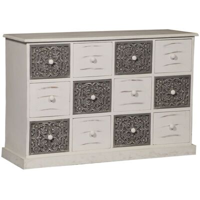 MENZZO Commode 12 Tiroirs Changmay Bois Gris Et Blanc - Publicité MENZZO Commode 12 Tiroirs Changmay Bois Gris Et Blanc - Publicité