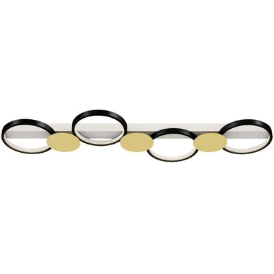 OEM Plafonnier Led 38 W 1500 Lm 3000 K-6500 K, Lampe De Salon Avec 4 Ampoules, Télécommande, Noir Et Or - Publicité OEM Plafonnier Led 38 W 1500 Lm 3000 K-6500 K, Lampe De Salon Avec 4 Ampoules, Télécommande, Noir Et Or - Publicité