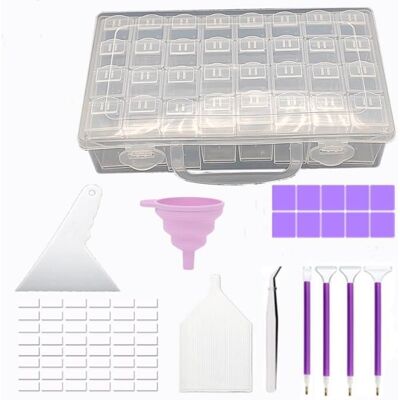 Cellfast Accessoires De Peinture Diamant - Boîte De Rangement - 32 Compartiments - Violet - Plastique - Publicité Cellfast Accessoires De Peinture Diamant - Boîte De Rangement - 32 Compartiments - Violet - Plastique - Publicité
