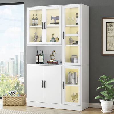ACKERMAN Vitrine Blanche, Bibliothèques Avec Portes, Étagères Autoportantes, Grand Buffet De Cuisine, Garde-manger, Bibliothèque De Luxe Avec Éclairage Led, Vitrine Avec Étagères Pour Salon, Chambre - Publicité ACKERMAN Vitrine Blanche, Bibliothèques Avec Portes, Étagères Autoportantes, Grand Buffet De Cuisine, Garde-manger, Bibliothèque De Luxe Avec Éclairage Led, Vitrine Avec Étagères Pour Salon, Chambre - Publicité