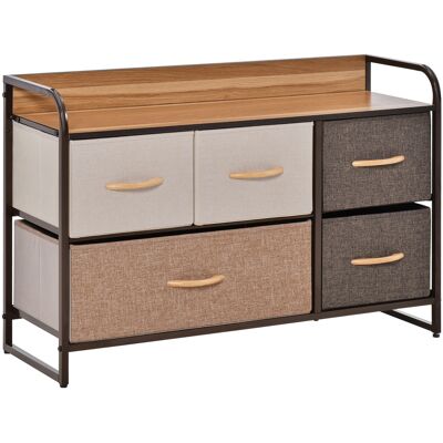 OEM Commode Meuble De Rangement 5 Tiroirs En Tissu 87,5 X 29 X 58 Cm Marron Et Beige - Publicité OEM Commode Meuble De Rangement 5 Tiroirs En Tissu 87,5 X 29 X 58 Cm Marron Et Beige - Publicité