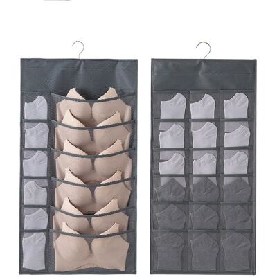 OEM 2pcs Rangement À Suspendre Sac Organisateur De Sous-vêtements Pour Armoire Double-face Penderie Placard Cintre Étagères Pour Les Soutiens-gorge, Sous-vêtements, Cravates, Chaussettes, 30 Poches,gris - Publicité OEM 2pcs Rangement À Suspendre Sac Organisateur De Sous-vêtements Pour Armoire Double-face Penderie Placard Cintre Étagères Pour Les Soutiens-gorge, Sous-vêtements, Cravates, Chaussettes, 30 Poches,gris - Publicité