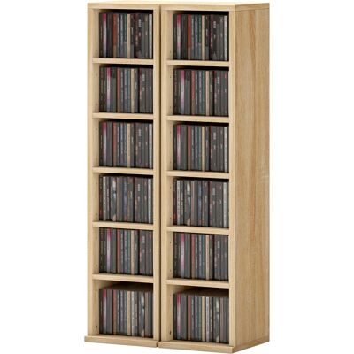OEM Lot De 2 Étagères Colonnes Armoire De Rangement Cd-dvd 12 Compartiments 21 X 22,5 X 88,5 Cm Capacité 204 Cd Chêne - Publicité OEM Lot De 2 Étagères Colonnes Armoire De Rangement Cd-dvd 12 Compartiments 21 X 22,5 X 88,5 Cm Capacité 204 Cd Chêne - Publicité
