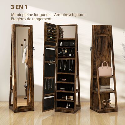 OEM Armoire À Bijoux Pivotante Verrouillable Miroir Brun Rustique - Publicité OEM Armoire À Bijoux Pivotante Verrouillable Miroir Brun Rustique - Publicité