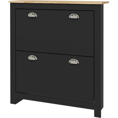 OEM Armoire À Chaussures 2 Abattants Coquilles Métal 79x23x90,5 Cm Noir - Publicité OEM Armoire À Chaussures 2 Abattants Coquilles Métal 79x23x90,5 Cm Noir - Publicité
