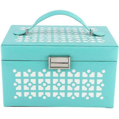LAVVE Boîte À Bijoux Portable En Cuir Pu De Grande Capacité Avec Miroir (bleu Clair) - Publicité LAVVE Boîte À Bijoux Portable En Cuir Pu De Grande Capacité Avec Miroir (bleu Clair) - Publicité