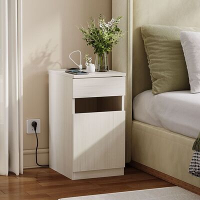 ACKERMAN Nightstand, Table De Chevet Avec Fonction De Charge, Armoire De Chambre Avec Usb Et Prise, 33x40x61,5cm, Effet Bois Clair, Y Compris Poubelle - Publicité ACKERMAN Nightstand, Table De Chevet Avec Fonction De Charge, Armoire De Chambre Avec Usb Et Prise, 33x40x61,5cm, Effet Bois Clair, Y Compris Poubelle - Publicité