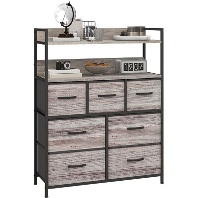 OEM Meuble De Rangement Commode 7 Tiroirs En Tissu Pliables Et Amovibles Étagères Ouvertes Gris - Publicité OEM Meuble De Rangement Commode 7 Tiroirs En Tissu Pliables Et Amovibles Étagères Ouvertes Gris - Publicité