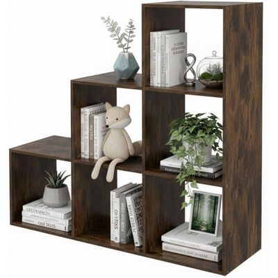 Étagère Escalier Relaxdays, 6 Compartiments, H×l×p: 97,5×97,5×29 Cm, Pour Combles, Salon, Brun Vintage - Publicité Étagère Escalier Relaxdays, 6 Compartiments, H×l×p: 97,5×97,5×29 Cm, Pour Combles, Salon, Brun Vintage - Publicité