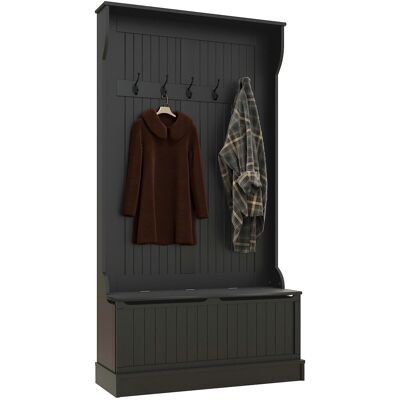 OEM Porte-manteau Avec Banc De Rangement Pour Chaussures Et 5 Crochets, Style Moderne, 96 X 34 X 179,7 Cm, Noir - Publicité OEM Porte-manteau Avec Banc De Rangement Pour Chaussures Et 5 Crochets, Style Moderne, 96 X 34 X 179,7 Cm, Noir - Publicité