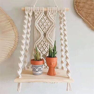 OEM Étagère Murale - Décoration Murale Bohème Pour Chambre À Coucher - Art Mural En Macramé En Corde Tissée Comme Décor D'Étagère De Salle De Bain Boho - Publicité OEM Étagère Murale - Décoration Murale Bohème Pour Chambre À Coucher - Art Mural En Macramé En Corde Tissée Comme Décor D'Étagère De Salle De Bain Boho - Publicité