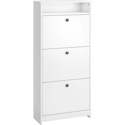 OEM Meuble À Chaussures Basculant À 3 Niveaux (18 Paires) Avec 1 Étagère De Rangement — Panneaux De Particules Blancs — 60 × 24 × 132 Cm - Publicité OEM Meuble À Chaussures Basculant À 3 Niveaux (18 Paires) Avec 1 Étagère De Rangement — Panneaux De Particules Blancs — 60 × 24 × 132 Cm - Publicité