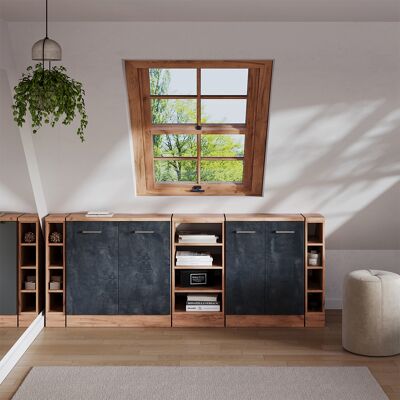 Ensembles De Meuble De Rangement Sous Pente Rion, Béton Noir, 210cm Lot De 5 Caissons 60 Cm De Profondeur, Vicco - Publicité Ensembles De Meuble De Rangement Sous Pente Rion, Béton Noir, 210cm Lot De 5 Caissons 60 Cm De Profondeur, Vicco - Publicité