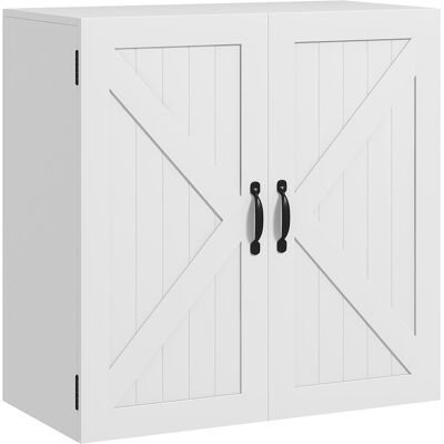 ARRIGONI Armoire Murale De Salle De Bain En Bois Style Champetre Avec Etagere Reglable 60x30x60cm Blanc - Publicité ARRIGONI Armoire Murale De Salle De Bain En Bois Style Champetre Avec Etagere Reglable 60x30x60cm Blanc - Publicité