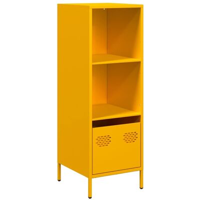 Maison La Vie - Buffet Haut Pour Salon - Meuble De Rangement Jaune Moutarde 35x39x103,5 Cm Acier Bu1452 - Publicité Maison La Vie - Buffet Haut Pour Salon - Meuble De Rangement Jaune Moutarde 35x39x103,5 Cm Acier Bu1452 - Publicité