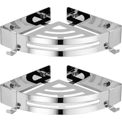 NO BRAND Étagère Murale Triangulaire En Acier Inoxydable Épais Et Brillant, Sans Perçage, Pour Salle De Bain - Lot De 2 - Publicité NO BRAND Étagère Murale Triangulaire En Acier Inoxydable Épais Et Brillant, Sans Perçage, Pour Salle De Bain - Lot De 2 - Publicité