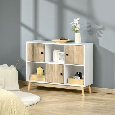 OEM Homcom Buffet Salon Meuble De Rangement 9 Cubes 3 Portes 3 Compartiments Ouverts Pieds Pin Style Moderne 96x30x75cm Blanc Naturel - Publicité OEM Homcom Buffet Salon Meuble De Rangement 9 Cubes 3 Portes 3 Compartiments Ouverts Pieds Pin Style Moderne 96x30x75cm Blanc Naturel - Publicité