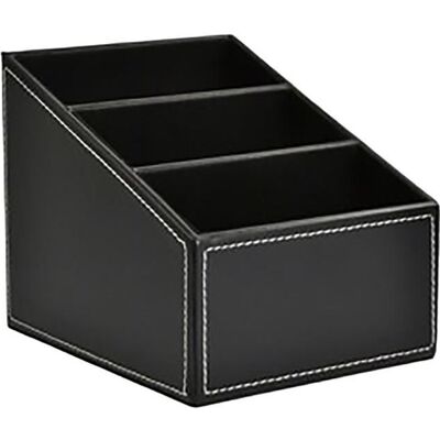 Cellfast Boîte De Rangement - Noir - Bois - Faux Cuir Pu - 16x13x7cm - 3 Sections - Publicité Cellfast Boîte De Rangement - Noir - Bois - Faux Cuir Pu - 16x13x7cm - 3 Sections - Publicité