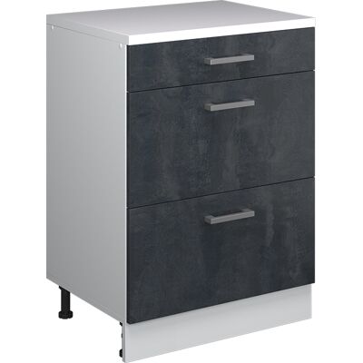 Commode D'Extension Rion, Béton Noir/blanc, 60x46cm Sans Pente Avec 3 Tiroirs, Vicco - Publicité Commode D'Extension Rion, Béton Noir/blanc, 60x46cm Sans Pente Avec 3 Tiroirs, Vicco - Publicité