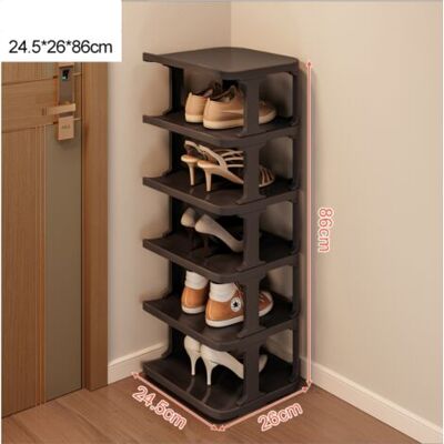 ABYSSE Étagère À Chaussures À 6 Niveaux Pour Un Rangement Peu Encombrant Dans Le Couloir Et La Chambre - Empilable Et Élégant En Noir - Publicité ABYSSE Étagère À Chaussures À 6 Niveaux Pour Un Rangement Peu Encombrant Dans Le Couloir Et La Chambre - Empilable Et Élégant En Noir - Publicité