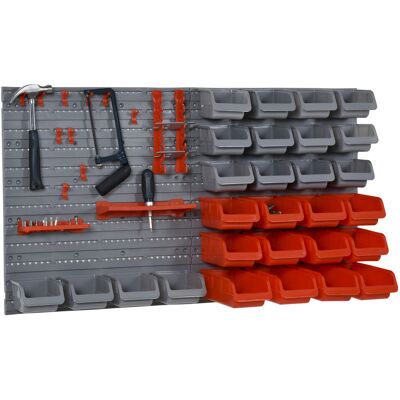 ARRIGONI Organiseur 28 Compartiments 44 Pièces - Polypropylène Rouge Gris - Fixation Murale - 6 Étages - Dim. 63l X 22l X 95h Cm - Publicité ARRIGONI Organiseur 28 Compartiments 44 Pièces - Polypropylène Rouge Gris - Fixation Murale - 6 Étages - Dim. 63l X 22l X 95h Cm - Publicité