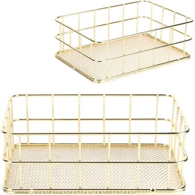 MCKENSA Panier De Rangement En Fer Doré, Multifonctionnel, En Maille Métallique, Pour Bureau, Petit Format. Publicité MCKENSA Panier De Rangement En Fer Doré, Multifonctionnel, En Maille Métallique, Pour Bureau, Petit Format. Publicité