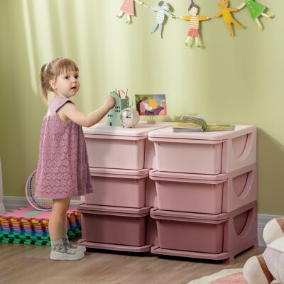 SANMINE HABITAT Organisateur De Jouets Pour Enfants À 3 Niveaux Avec 6 Tiroirs. Boîtes De Rangement En Plastique. 75x37x56.5cm. Rose - Publicité SANMINE HABITAT Organisateur De Jouets Pour Enfants À 3 Niveaux Avec 6 Tiroirs. Boîtes De Rangement En Plastique. 75x37x56.5cm. Rose - Publicité