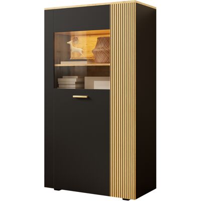 ACKERMAN Meuble De Rangement Moderne En Bois Massif Avec Éclairage Led 16 Couleurs, Organisateur Multifonctionnel Avec 3 Étagères Fixes Et 2 Étagères Réglables, Gestion Des Câbles Pour Le Salon (portes Vitrées - Publicité ACKERMAN Meuble De Rangement Moderne En Bois Massif Avec Éclairage Led 16 Couleurs, Organisateur Multifonctionnel Avec 3 Étagères Fixes Et 2 Étagères Réglables, Gestion Des Câbles Pour Le Salon (portes Vitrées - Publicité