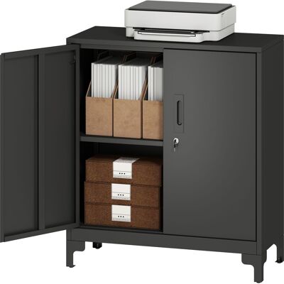 OEM Armoire De Bureau À 2 Niveaux, Meuble De Rangement Bureau Métallique Avec 2 Portes Verrouillables, 80 X 35 X 91 Cm, Noir - Publicité OEM Armoire De Bureau À 2 Niveaux, Meuble De Rangement Bureau Métallique Avec 2 Portes Verrouillables, 80 X 35 X 91 Cm, Noir - Publicité