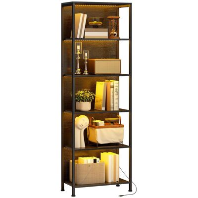 OEM Bibliothèque À 5 Étagères, Étagère Sur Pied Avec Éclairage Led (7 Couleurs), Pour Salon, 60 X 30 X 179 Cm, Noir - Publicité OEM Bibliothèque À 5 Étagères, Étagère Sur Pied Avec Éclairage Led (7 Couleurs), Pour Salon, 60 X 30 X 179 Cm, Noir - Publicité