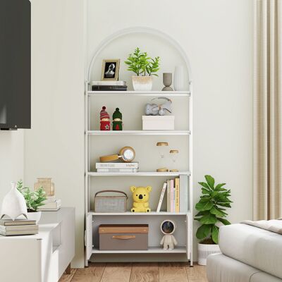 OEM Bibliothèque Arquée 4 Niveaux Placard 80x30x187 Cm Blanc - Publicité OEM Bibliothèque Arquée 4 Niveaux Placard 80x30x187 Cm Blanc - Publicité