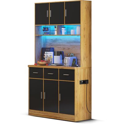 ACKERMAN Buffet Multifonctionnel De 100 X 40 X 180 Cm Avec Éclairage Led Et Commande Par Application, Tiroirs, Étagères Réglables, Passe-câbles Et Prises Électriques, Idéal Pour Les Cuisines Et Les Salles À Ma - Publicité ACKERMAN Buffet Multifonctionnel De 100 X 40 X 180 Cm Avec Éclairage Led Et Commande Par Application, Tiroirs, Étagères Réglables, Passe-câbles Et Prises Électriques, Idéal Pour Les Cuisines Et Les Salles À Ma - Publicité