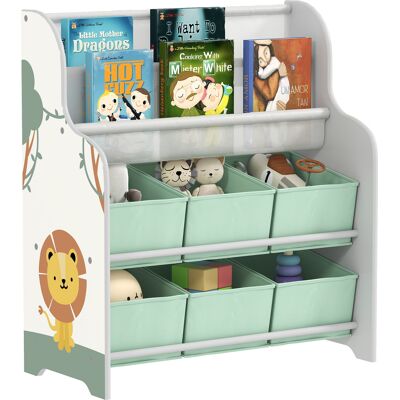 OEM Meuble Rangement Enfant. Rangement Jouet Enfant. 6 Tiroirs En Tissu Et Étagère À Deux Niveaux. 63x30x71cm. Vert - Publicité OEM Meuble Rangement Enfant. Rangement Jouet Enfant. 6 Tiroirs En Tissu Et Étagère À Deux Niveaux. 63x30x71cm. Vert - Publicité