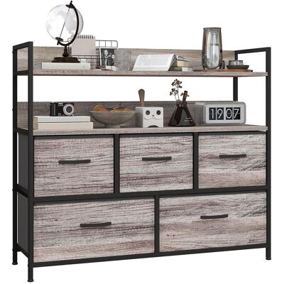 OEM Meuble De Rangement Style Industriel Commode 5 Tiroirs En Tissu Pliables Et Amovibles Et Étagères - 98l X 29p X 85h Cm - Publicité OEM Meuble De Rangement Style Industriel Commode 5 Tiroirs En Tissu Pliables Et Amovibles Et Étagères - 98l X 29p X 85h Cm - Publicité