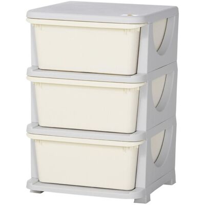 OEM Boîtes De Rangement Pour Enfants, 3 Grands Tiroirs, Bords Arrondis, Plastique, 37 X 37 X 56,5 Cm, Blanc Crème - Publicité OEM Boîtes De Rangement Pour Enfants, 3 Grands Tiroirs, Bords Arrondis, Plastique, 37 X 37 X 56,5 Cm, Blanc Crème - Publicité