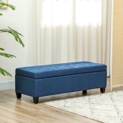OEM Homcom Banc De Rangement 94,5l Bout De Lit - Tissu Aspect Lin, Pieds En Bois, 125x49x41,5cm, Bleu - Publicité OEM Homcom Banc De Rangement 94,5l Bout De Lit - Tissu Aspect Lin, Pieds En Bois, 125x49x41,5cm, Bleu - Publicité