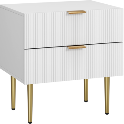 FLACEWESTA Table De Nuit Blanche À Motifs Ondulés, 2 Tiroirs, Pieds Métalliques – Moderne Pour Chambre, 1 Pièce - Publicité FLACEWESTA Table De Nuit Blanche À Motifs Ondulés, 2 Tiroirs, Pieds Métalliques – Moderne Pour Chambre, 1 Pièce - Publicité