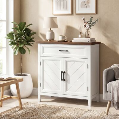 OEM Buffet Salon Meuble De Rangement 2 Portes Tiroir Étagère Réglable 76x35x80cm Blanc - Publicité OEM Buffet Salon Meuble De Rangement 2 Portes Tiroir Étagère Réglable 76x35x80cm Blanc - Publicité
