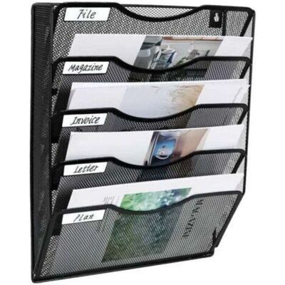 ENLENK 5 Poches Maille Mur Porte-fichiers Bureau Suspendu Dossier Dossier Magazine Rack Courrier Trieur Bin Étiquette Porte-nom Incluse, Noire-- - Publicité ENLENK 5 Poches Maille Mur Porte-fichiers Bureau Suspendu Dossier Dossier Magazine Rack Courrier Trieur Bin Étiquette Porte-nom Incluse, Noire-- - Publicité