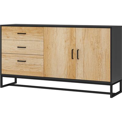 OEM Buffet Salon Meuble De Rangement Avec 3 Tiroirs Et Étagère Réglable, Pieds En Acier, Poignées En Alliage D'Aluminium - Publicité OEM Buffet Salon Meuble De Rangement Avec 3 Tiroirs Et Étagère Réglable, Pieds En Acier, Poignées En Alliage D'Aluminium - Publicité