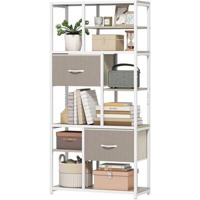 OEM Étagère De Rangement 6 Niveaux, Bibliothèque Avec 2 Tiroirs En Tissu, 9 Étagères Ouvertes, 72,5 X 30 X 150 Cm, Blanc - Publicité OEM Étagère De Rangement 6 Niveaux, Bibliothèque Avec 2 Tiroirs En Tissu, 9 Étagères Ouvertes, 72,5 X 30 X 150 Cm, Blanc - Publicité