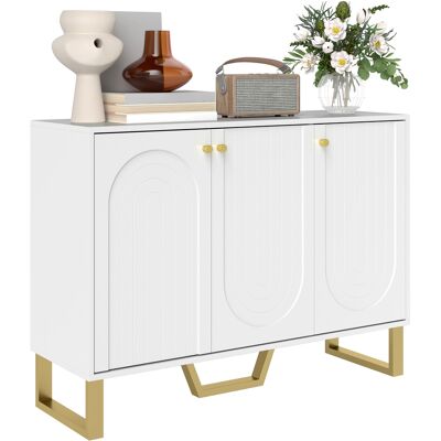 MIDUODUO Buffet Salon Placard Portes Étagère Réglable 106,5x35x77,5 Cm Blanc - Publicité MIDUODUO Buffet Salon Placard Portes Étagère Réglable 106,5x35x77,5 Cm Blanc - Publicité