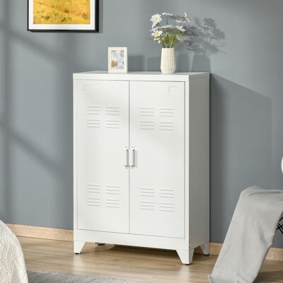 SANMINE HABITAT Armoire De Bureau À 3 Niveaux Meuble De Rangement Bureau Métallique 2 Portes Étagères Réglables 75 X 33 X 110 Cm Blanc - Publicité SANMINE HABITAT Armoire De Bureau À 3 Niveaux Meuble De Rangement Bureau Métallique 2 Portes Étagères Réglables 75 X 33 X 110 Cm Blanc - Publicité