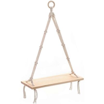 ALLAUVE Étagère Murale Flottante En Macramé Tissé À La Main, Idéale Pour La Décoration De La Chambre Et Du Salon. Publicité ALLAUVE Étagère Murale Flottante En Macramé Tissé À La Main, Idéale Pour La Décoration De La Chambre Et Du Salon. Publicité