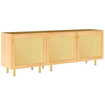 CAPSKA Caizimeuble De Rangement Modulaire, Buffet À Trois Portes En Rotin, Buffet Rustique Pour La Salle À Manger, Aspect Bois Naturel-h63/b180t40 Cm - Publicité CAPSKA Caizimeuble De Rangement Modulaire, Buffet À Trois Portes En Rotin, Buffet Rustique Pour La Salle À Manger, Aspect Bois Naturel-h63/b180t40 Cm - Publicité