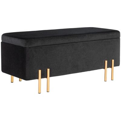 OEM Banc Rembourré Avec Rangement, Métal, Bois D'Hévéa, Mousse, 100 X 40 X 42 Cm, Noir Avec Assise Confortable Et Rangement Intérieur Idéal Pour Salon, Chambre À Coucher Ou Bureau - Publicité OEM Banc Rembourré Avec Rangement, Métal, Bois D'Hévéa, Mousse, 100 X 40 X 42 Cm, Noir Avec Assise Confortable Et Rangement Intérieur Idéal Pour Salon, Chambre À Coucher Ou Bureau - Publicité