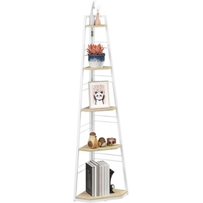 OEM Bibliothèque D'Angle À 5 Étagères Avec Cadre Pliable Et Pieds Réglables, Couleur Bois Pour Rangement De Livres, Documents Et Objets Décoratifs Idéal Pour Salon, Chambre À Coucher Ou Bureau - Publicité OEM Bibliothèque D'Angle À 5 Étagères Avec Cadre Pliable Et Pieds Réglables, Couleur Bois Pour Rangement De Livres, Documents Et Objets Décoratifs Idéal Pour Salon, Chambre À Coucher Ou Bureau - Publicité