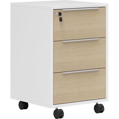 ARRIGONI Caisson De Bureau À Roulettes Avec 3 Tiroirs Et Serrure, Meuble Rangement Bureau Sur Roulettes, 40 X 40 X 63,5 Cm, Chêne - Publicité ARRIGONI Caisson De Bureau À Roulettes Avec 3 Tiroirs Et Serrure, Meuble Rangement Bureau Sur Roulettes, 40 X 40 X 63,5 Cm, Chêne - Publicité
