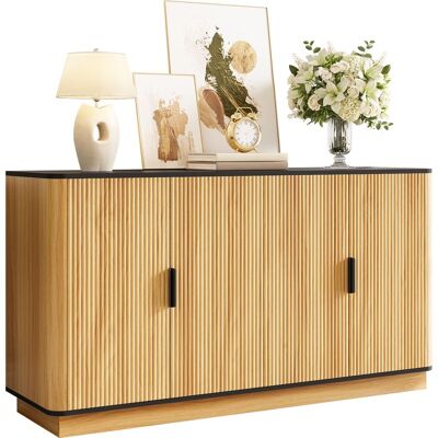 ACKERMAN Buffet À 4 Portes, Nervures Verticales, Aspect Bois, Meuble De Rangement Pour Salon, Entrée, Salle À Manger - Publicité ACKERMAN Buffet À 4 Portes, Nervures Verticales, Aspect Bois, Meuble De Rangement Pour Salon, Entrée, Salle À Manger - Publicité